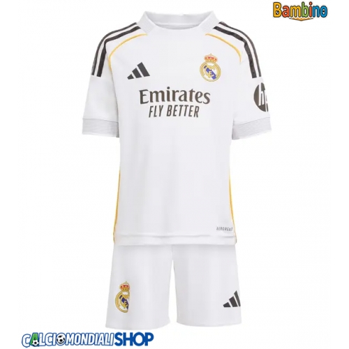 Maglie da calcio Real Madrid Prima Maglia Bambino 2025-26 Manica Corta + Pantaloni corti)